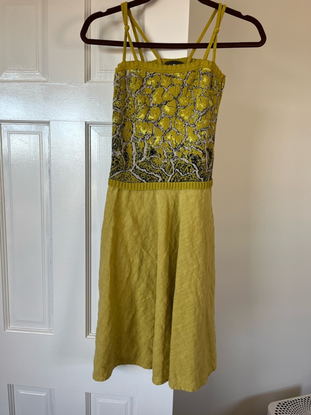 She’s So Yellow Linen Sun Dress with Textured Bodice